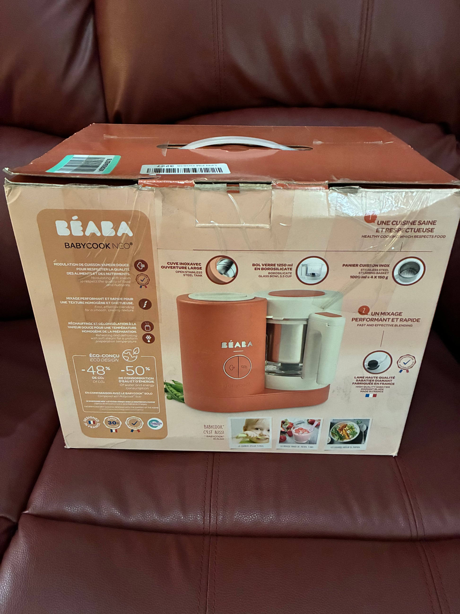 BEABA Babycook Neo Baby Food Maker | Non-Toxic Glass & Stainless Steel Orange