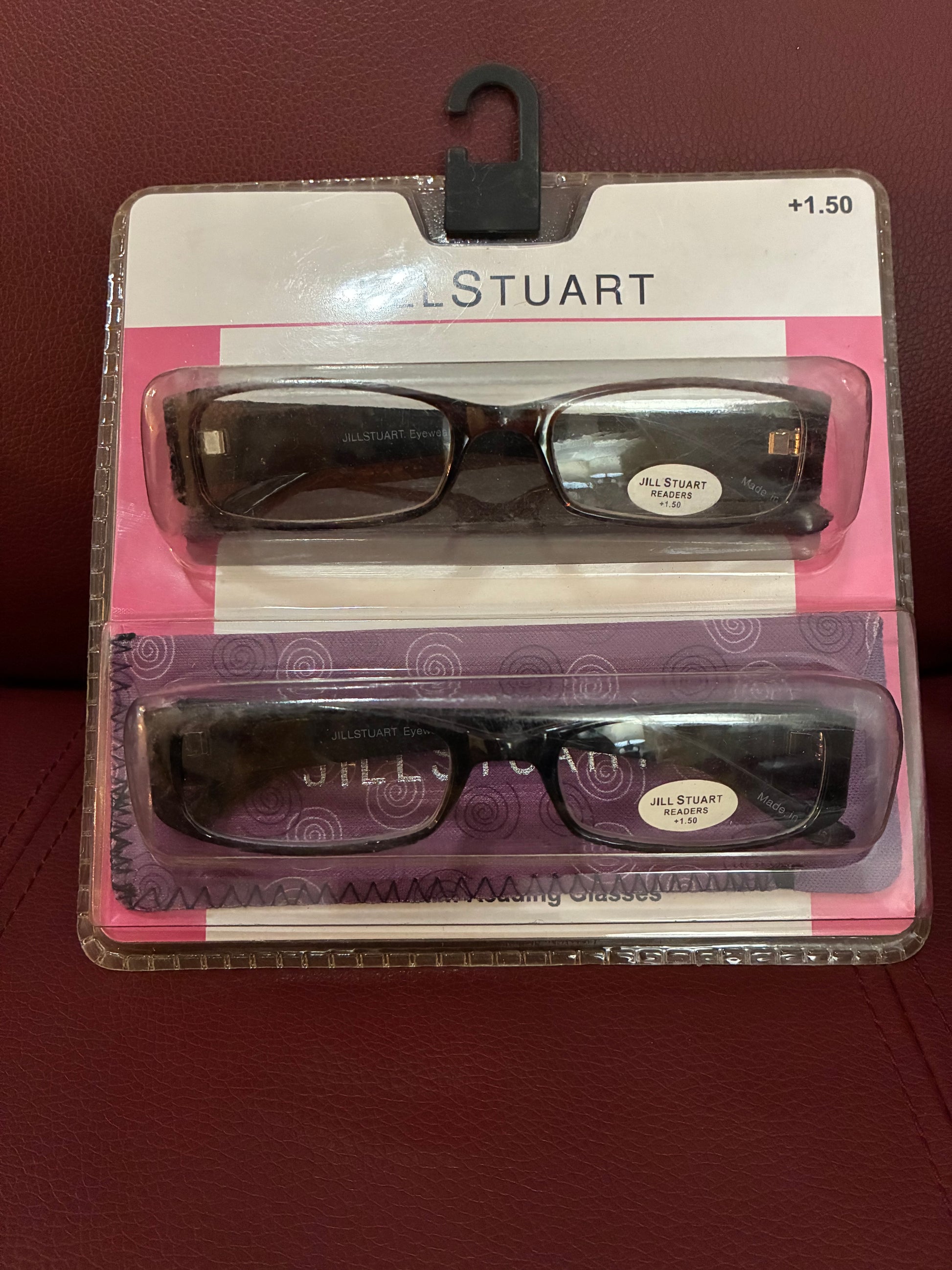 Jill Stuart Womens 2 Pack Plastic Reading Glasses +1.50 Black/Brown