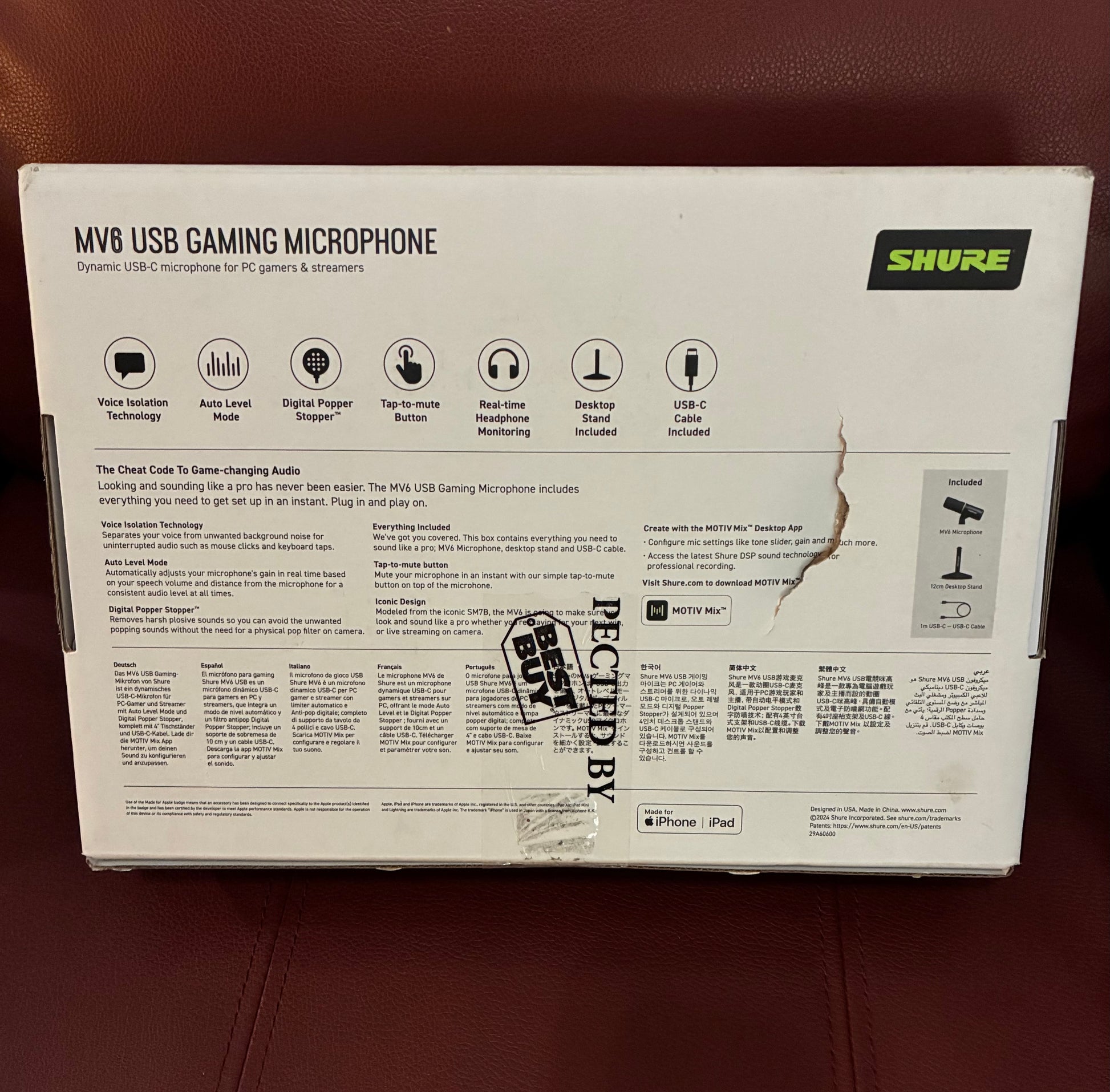 Shure MV6 USB Gaming Microphone - Black