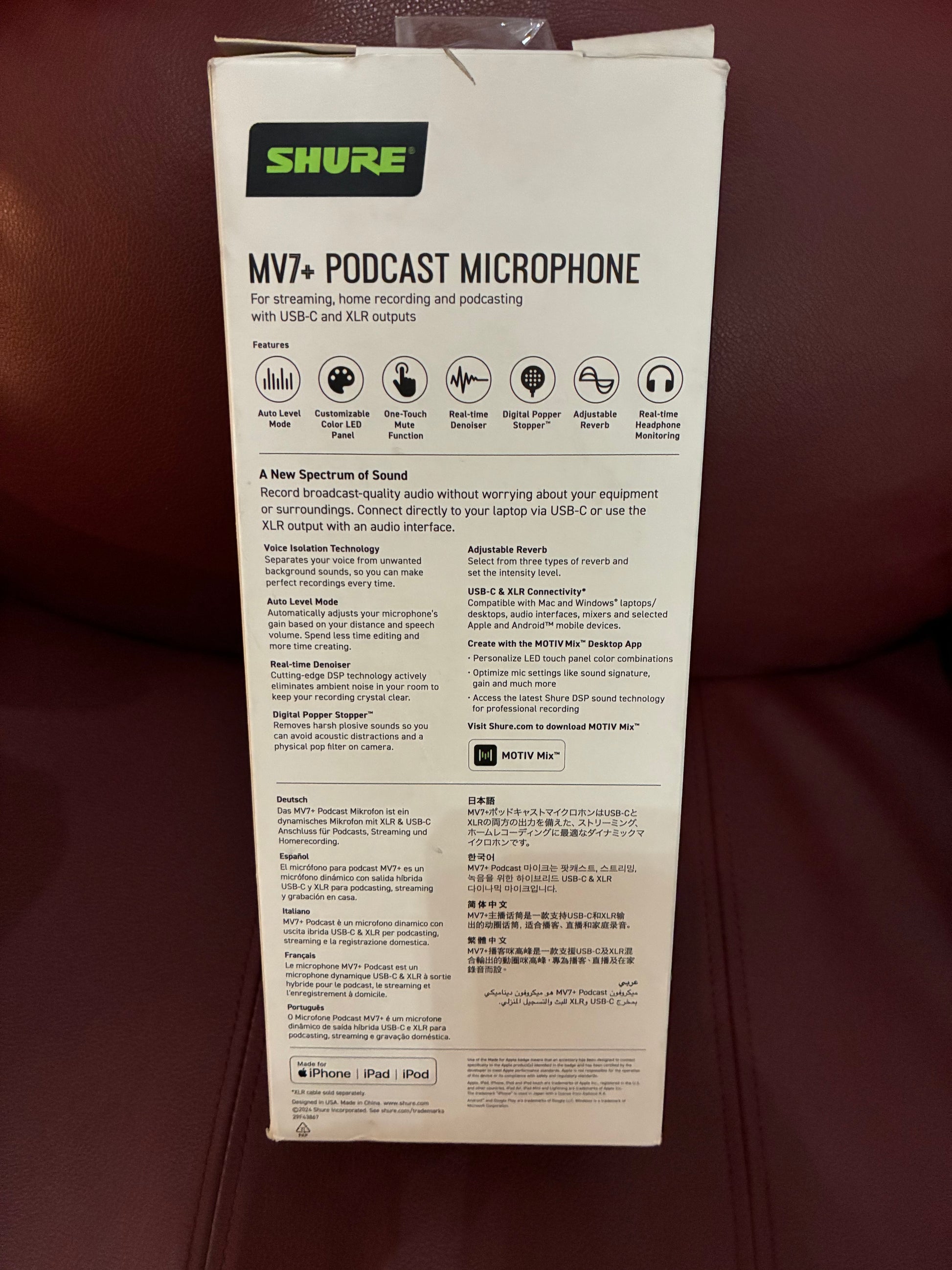 Shure MV7 USB XLR Podcasting Dynamic Microphone - Black