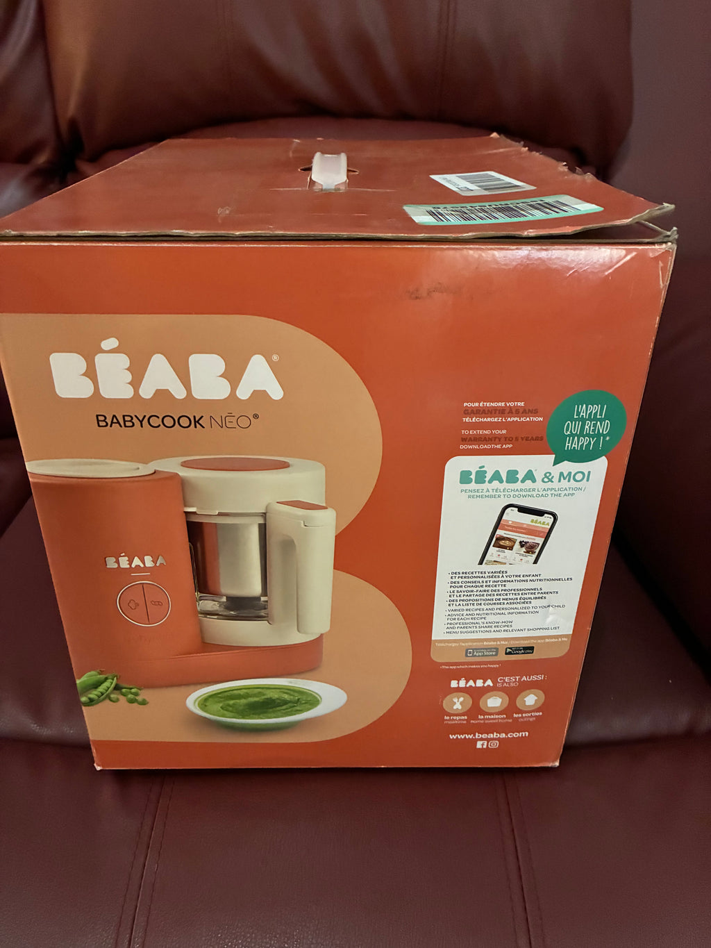 BEABA Babycook Neo Baby Food Maker | Non-Toxic Glass & Stainless Steel Orange