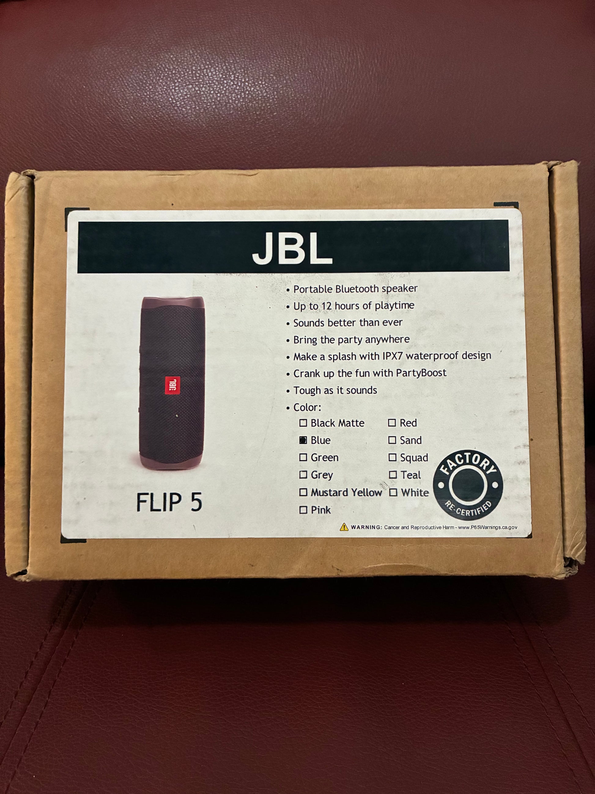 JBL Flip 5 Portable Waterproof Speaker - Ocean Blue